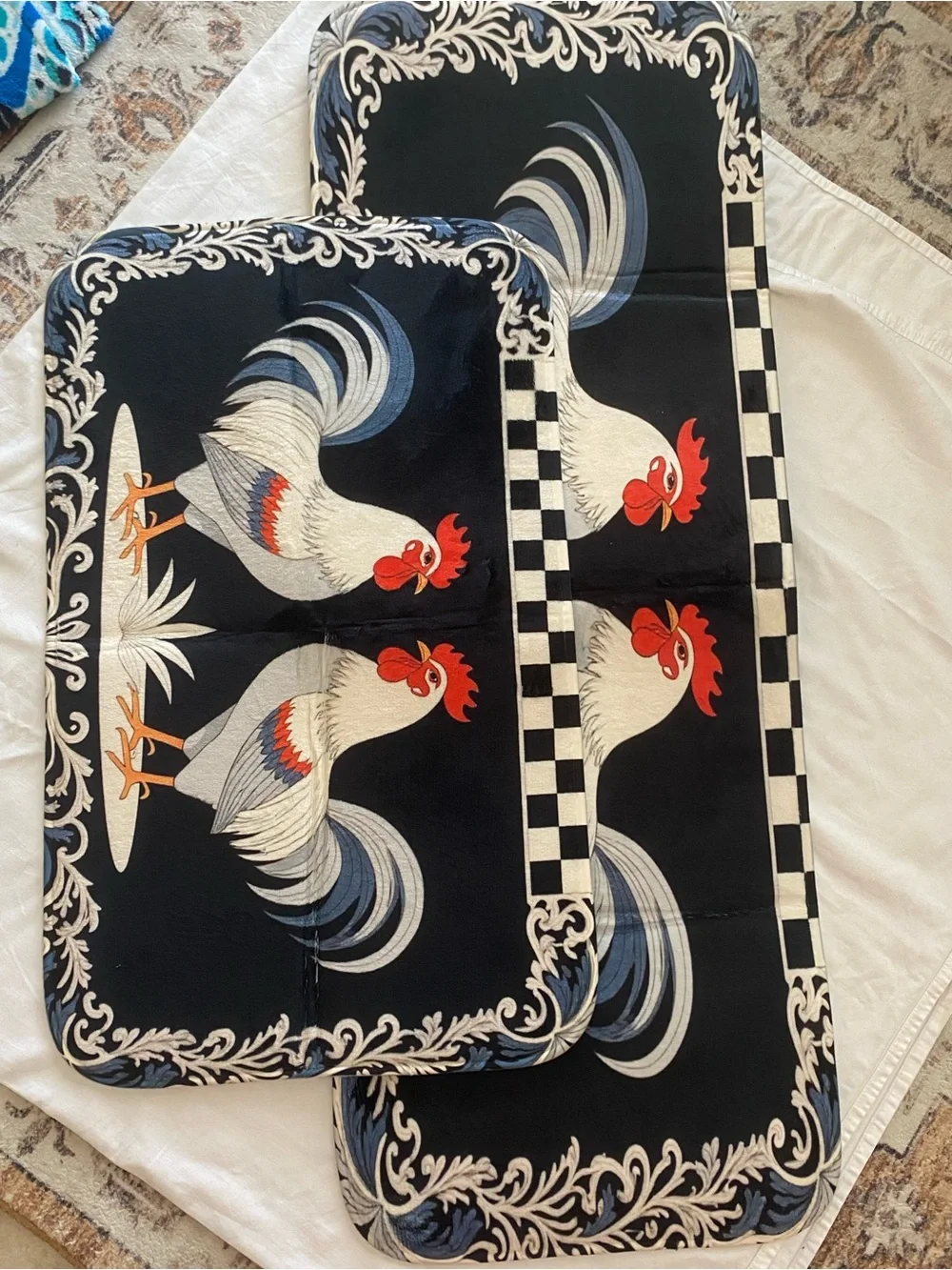 Rooster Accent Door Mat - Black, White & Red